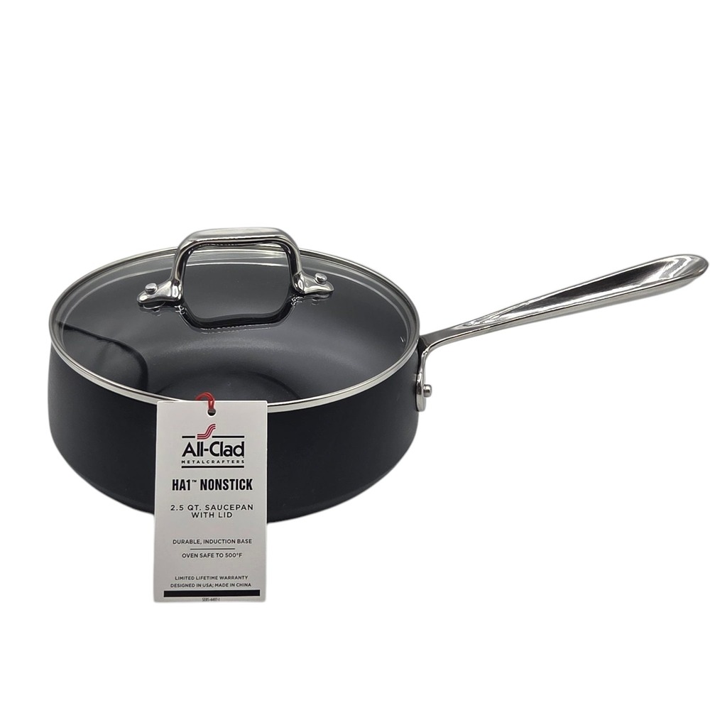 All-Clad HA1 Hard Anodized‎ Nonstick Cookware Saucepan With Lid 2.5Qt Induction